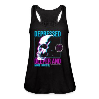 Depressed Streetwear - Women's Flowy Tank Top by Bella - black - Front - Julia (174cm)