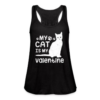 My Cat is my Valentine Valentine's sweetheart - Women's Flowy Tank Top by Bella - black - Front - Julia (174cm)