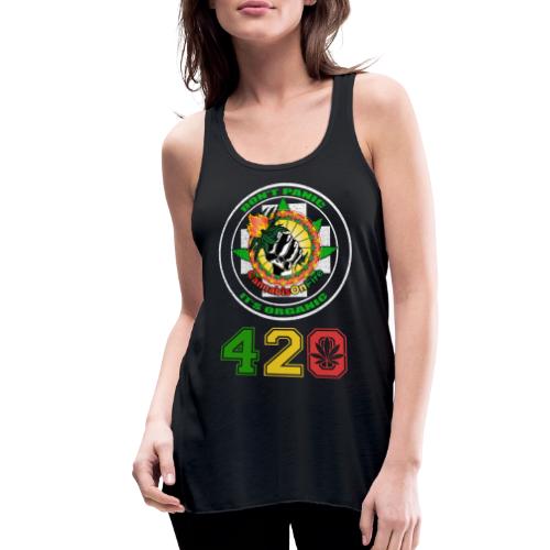 Playful 420 On Fire Organic Weed Marijuana Design - Women's Flowy Tank Top by Bella