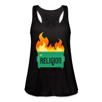 Religion Dumpster Fire - Women's Flowy Tank Top by Bella - black - Front - Julia (174cm)