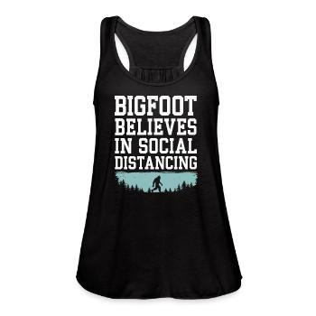 Bigfoot Believer Sasquatch Cryptid Forest Creature - Women's Flowy Tank Top by Bella - black - Front - Julia (174cm)