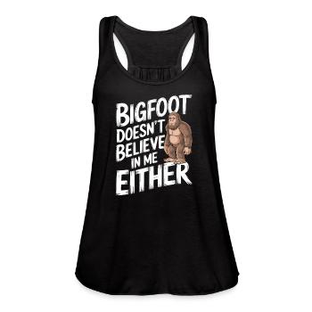 Bigfoot Believer Sasquatch Cryptid Forest Creature - Women's Flowy Tank Top by Bella - black - Front - Julia (174cm)