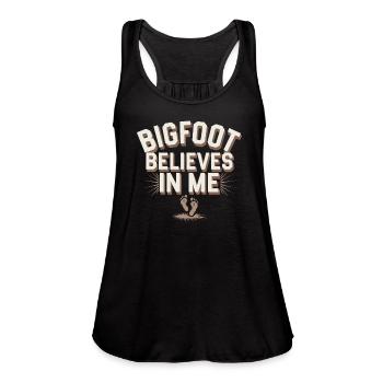 Bigfoot Believer Sasquatch Cryptid Forest Creature - Women's Flowy Tank Top by Bella - black - Front - Julia (174cm)