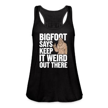 Bigfoot Believer Sasquatch Cryptid Forest Creature - Women's Flowy Tank Top by Bella - black - Front - Julia (174cm)