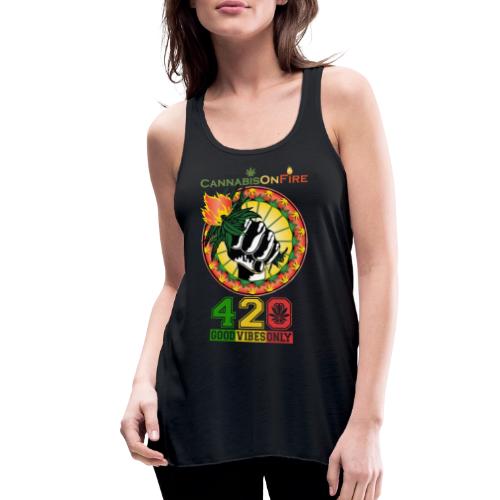 Charming Cannabis On Fire 420 Weed Marijuana - Women's Flowy Tank Top by Bella