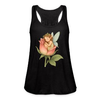 Tiny Fairy in a Rose - Women's Flowy Tank Top by Bella - black - Front - Julia (174cm)