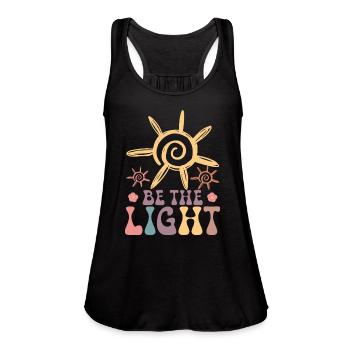 BE THE LIGHT - Women's Flowy Tank Top by Bella - black - Front - Julia (174cm)