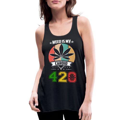 Quick Witted 420 My Cardio Herb Weed Marijuana - Women's Flowy Tank Top by Bella