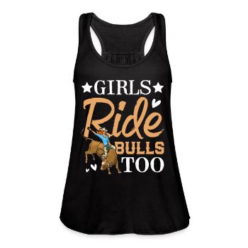 Bull Rider Cowgirl Bull Riding - Women's Flowy Tank Top by Bella - black - Front - Julia (174cm)
