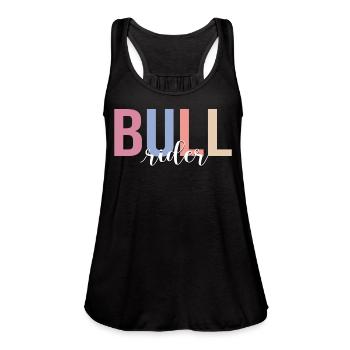 Bull Rider Bull Riding Cowboy - Women's Flowy Tank Top by Bella - black - Front - Julia (174cm)