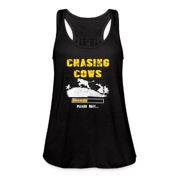 cows politics, cows vegetarian, farming cow - Women's Flowy Tank Top by Bella - black - Front - Julia (174cm)