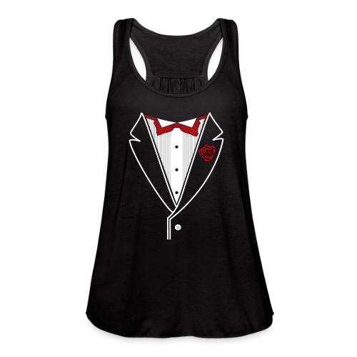 Tuxedo Shirt with Red bowtie - Women's Flowy Tank Top by Bella