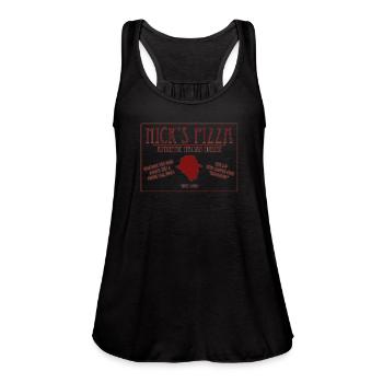Nick's Pizza - Women's Flowy Tank Top by Bella - black - Front - Julia (174cm)