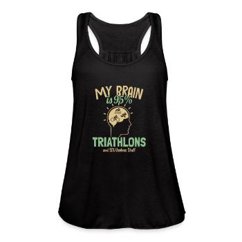 My Brain is 95% Triathlons Triathlete Training - Women's Flowy Tank Top by Bella - black - Front - Julia (174cm)