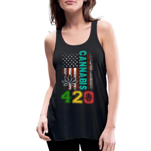 Amusing 420 American Herb Weed Marijuana Design - Women's Flowy Tank Top by Bella