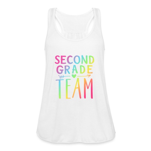 Second Grade Team Neon Rainbow Teacher T-Shirts - Women's Flowy Tank Top by Bella