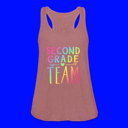 Second Grade Team Neon Rainbow Teacher T-Shirts - Women's Flowy Tank Top by Bella