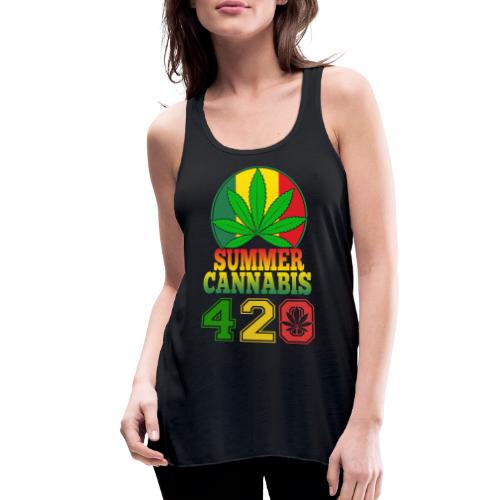Enjoyable 420 Summer Smoker Weed Marijuana Design - Women's Flowy Tank Top by Bella