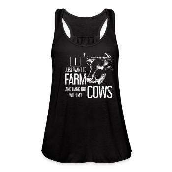 Cow - Women's Flowy Tank Top by Bella - black - Front - Julia (174cm)