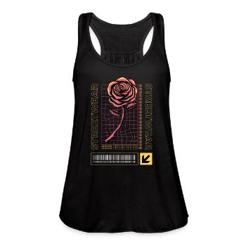 Streetwear Rose - Women's Flowy Tank Top by Bella - black - Front - Julia (174cm)