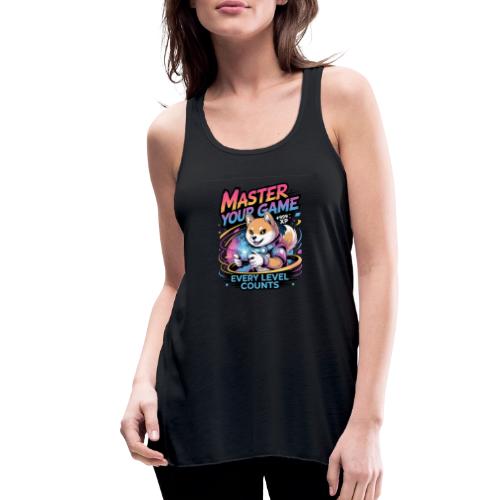 Cute Gamer Shiba Inu Level Up - Women's Flowy Tank Top by Bella