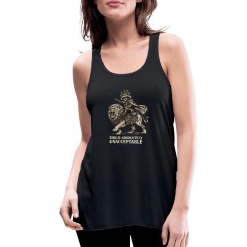 Funny Raccoon King Riding Lion Vintage Meme Art - Women's Flowy Tank Top by Bella