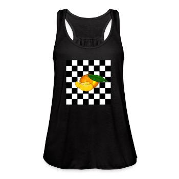 TANGERINE ON CHECKERS - Women's Flowy Tank Top by Bella - black - Front - Julia (174cm)