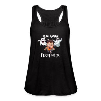 Nick Fuentes Run Away From Nick - Women's Flowy Tank Top by Bella - black - Front - Julia (174cm)