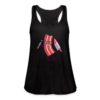Bacon Fighter - Women's Flowy Tank Top by Bella - black - Front - Julia (174cm)