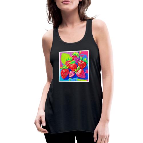 Pop Art Strawberries - Women's Flowy Tank Top by Bella