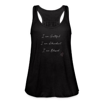I am Grateful I am Abundant I am Blessed White - Women's Flowy Tank Top by Bella - black - Front - Julia (174cm)