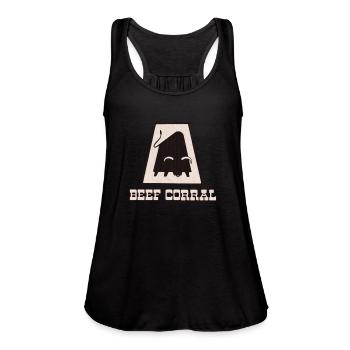 Beef Corral Retro - Women's Flowy Tank Top by Bella - black - Front - Julia (174cm)