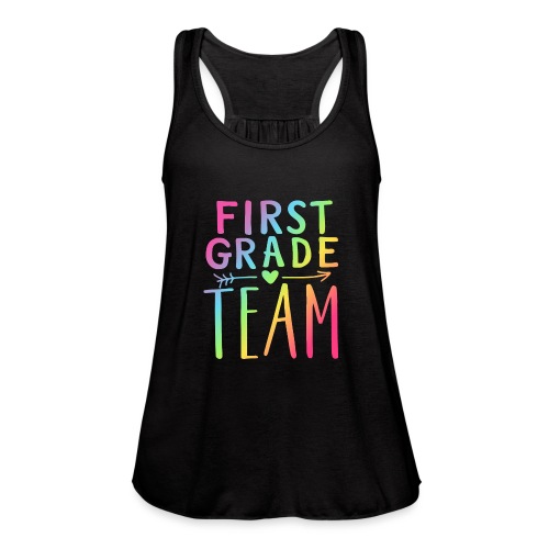 First Grade Team Neon Rainbow Teacher T-Shirts - Women's Flowy Tank Top by Bella