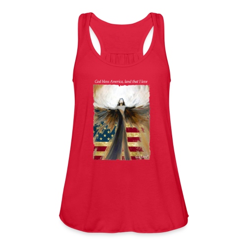 God bless America Angel_Strong color_white type - Women's Flowy Tank Top by Bella