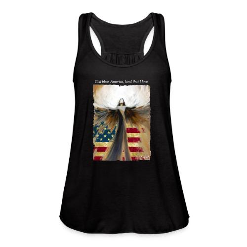 God bless America Angel_Strong color_white type - Women's Flowy Tank Top by Bella