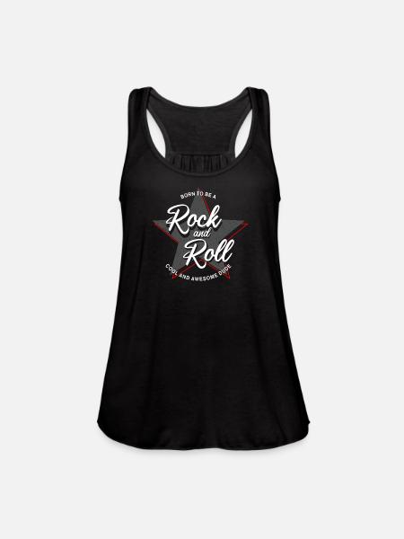 Born to Rock and Roll Star Design - Women's Flowy Tank Top by Bella - black