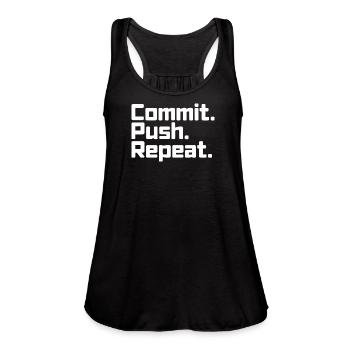 Commit Push Repeat Git Programmer Humor - Women's Flowy Tank Top by Bella - black - Front - Julia (174cm)
