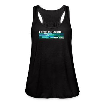 Fire Island : « Bleu-vert » groovy : bac de taxi nautique - Débardeur fluide pour femmes par Bella - noir - Devant - Julia (174cm)