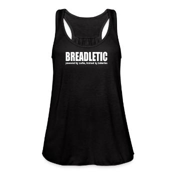 Breadletic: Bakery Fitness Fusion Carbs Running - Women's Flowy Tank Top by Bella - black - Front - Julia (174cm)