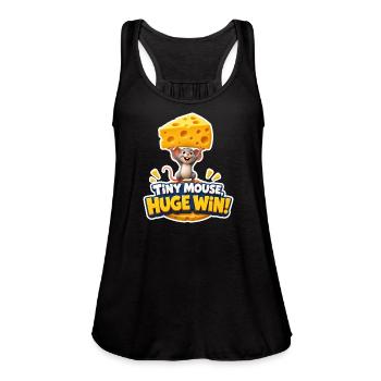 Tiny Mouse Huge Win Funny Cheese Victory Design - Women's Flowy Tank Top by Bella - black - Front - Julia (174cm)