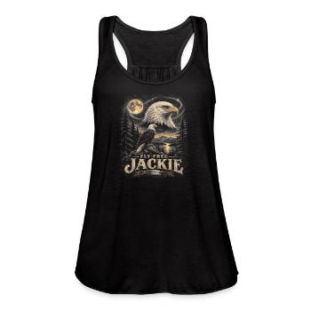 Forever Watching the Sky Vintage Eagle - Women's Flowy Tank Top by Bella - black - Front - Julia (174cm)
