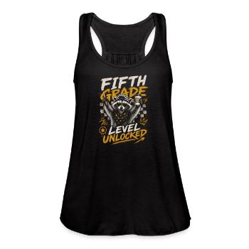 Fifth Grade Level Unlocked Raccoon - Women's Flowy Tank Top by Bella - black - Front - Julia (174cm)