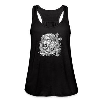 Lion of Judah Cross Design - Women's Flowy Tank Top by Bella - black - Front - Julia (174cm)