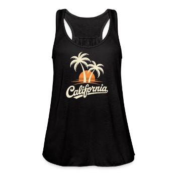 California Palm Sunset Graphic - Women's Flowy Tank Top by Bella - black - Front - Julia (174cm)