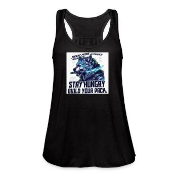Cyber Wolf Stay Hungry - Women's Flowy Tank Top by Bella - black - Front - Julia (174cm)