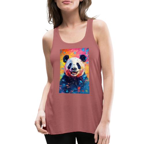 Paint Splatter Panda Bear - Women's Flowy Tank Top by Bella