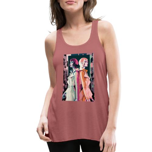 Trench Coats - Vibrant Colorful Fashion Portrait - Women's Flowy Tank Top by Bella