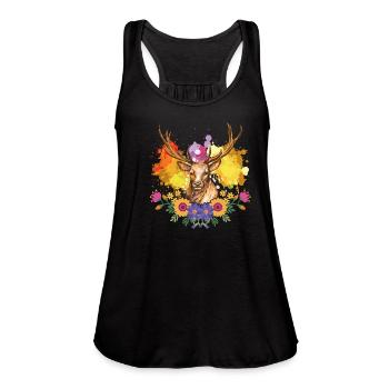 Women Dirndl Deer Oktoberfest - Women's Flowy Tank Top by Bella - black - Front - Julia (174cm)