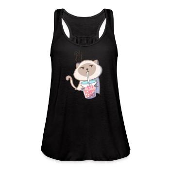 Meowtitude - Women's Flowy Tank Top by Bella - black - Front - Julia (174cm)