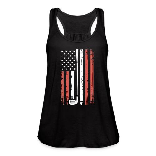 Patriotic Golf T-Shirt | American Flag Golf - Women's Flowy Tank Top by Bella